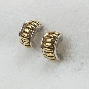 Sterling SILVER & GOLD Band Hugger Hoop Earrings